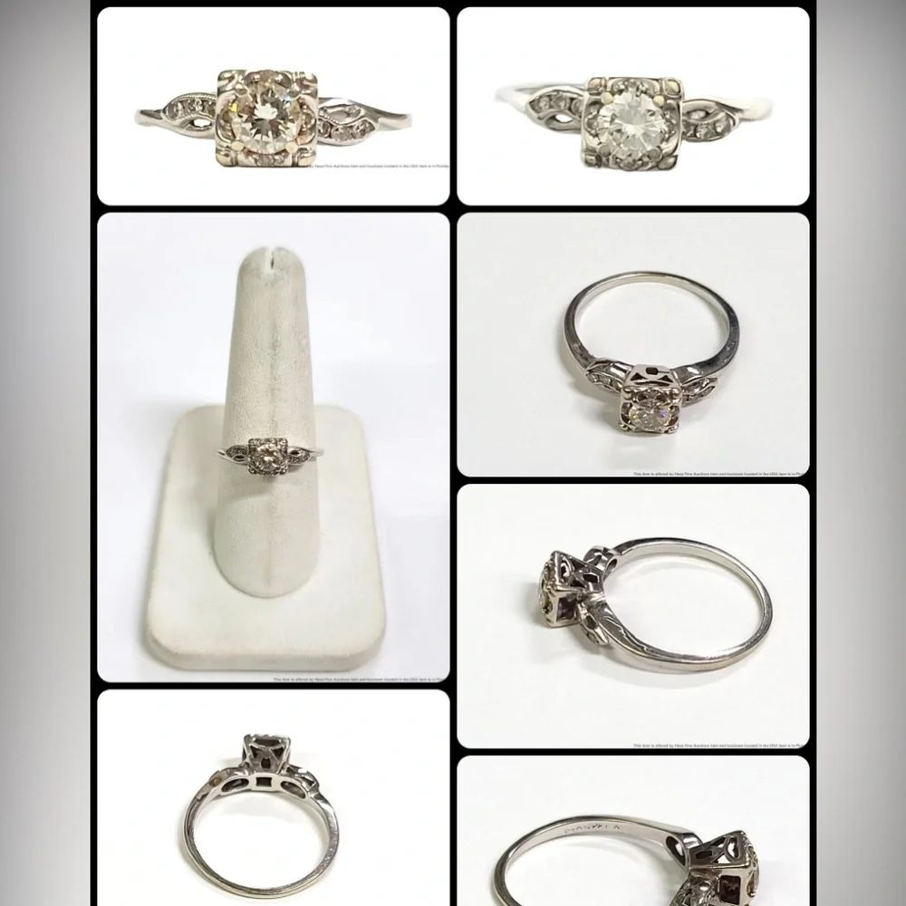 🩶 SOLD! 🩶 Retro Mid Century 14K Gold Diamond Ring - Antique Art Deco - Picture 7 of 13